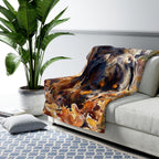 Rottweiler Watercolor sherpa blanket by Tritan, on sofa