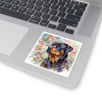 Rottweiler Watercolor vinyl sticker by Tritan, on a laptop