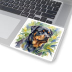 Rottweiler Watercolor vinyl sticker by Tritan, on a laptop