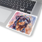 Rottweiler Watercolor vinyl sticker by Tritan, on a laptop