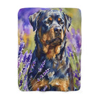 Rottweiler Watercolor sherpa blanket by Tritan, front