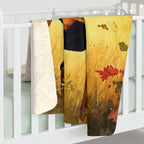 Rottweiler Watercolor Meadow Golden Throw Blanket | Premium Dog Prints | Tritan