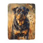 Rottweiler Watercolor sherpa blanket by Tritan, front