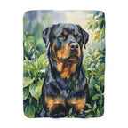 Rottweiler Watercolor sherpa blanket by Tritan, front