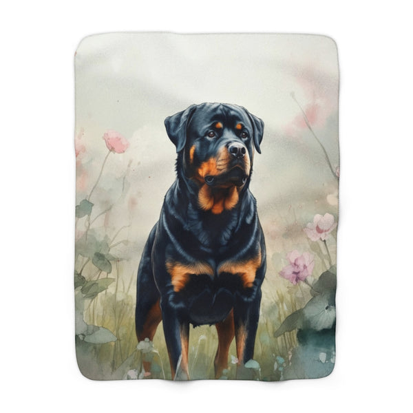 Rottweiler Watercolor Rain Garden Throw Blanket | Premium Dog Prints | Tritan