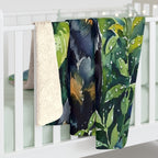 Rottweiler Watercolor sherpa blanket by Tritan, on bed