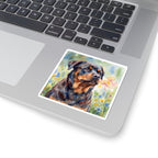 Rottweiler Watercolor vinyl sticker by Tritan, on a laptop