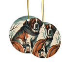 Saint Bernard Halloween Poster ceramic ornament by Tritan, front and back