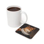 Shiba Inu Royal Portrait Drink Coaster by Tritan, square coaster in use under a mug