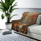 Shiba Inu Acrylic sherpa blanket by Tritan, on sofa
