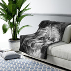 Shih Tzu Charcoal sherpa blanket by Tritan, on sofa