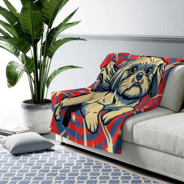 Shih Tzu Comic Pop Art Throw Blanket | Premium Dog Prints | Tritan — Lifestyle View