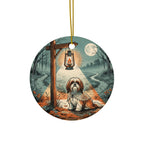 Shih Tzu Halloween Poster ceramic ornament by Tritan, front