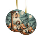 Shih Tzu Halloween Poster ceramic ornament by Tritan, front and back
