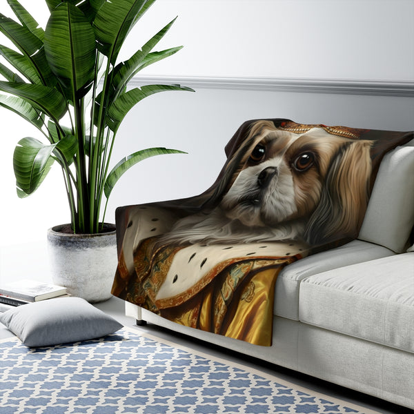 Shih Tzu Kings & Queens Royal Portrait Regal Throw Blanket | Premium Dog Prints | Tritan — Lifestyle View
