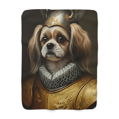 Shih Tzu Medieval Knight Portrait Regal Throw Blanket | Premium Dog Prints | Tritan