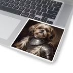 Shih Tzu Medieval Knight vinyl sticker by Tritan, on a laptop