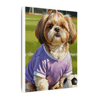 Shih Tzu Oil Painting Soccer Portrait Canvas Wall Art | Dog Lover Gift | Pet Decor | Sports Fan Art