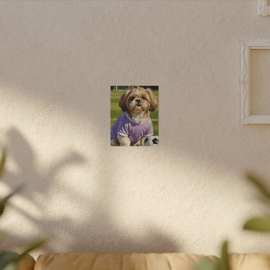 Shih Tzu Oil Painting Soccer Portrait Canvas Wall Art | Dog Lover Gift | Pet Decor | Sports Fan Art