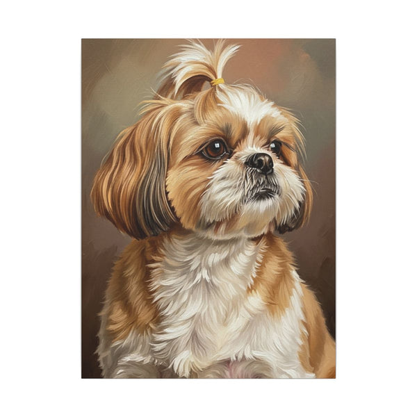 Shih Tzu Oil Portrait Canvas - Regal Dog Wall Art Decor for Shih Tzu Lovers | distinctive Pet Gift — Lifestyle View