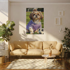 Shih Tzu Soccer Portrait canvas print by Tritan, sofa wall