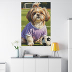 Shih Tzu Soccer Portrait canvas print by Tritan, desk wall