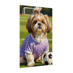 Shih Tzu Soccer Portrait canvas print by Tritan, side