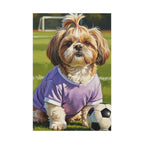 Shih Tzu Soccer Portrait canvas print by Tritan, front