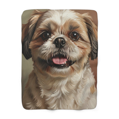 Shih Tzu Oil Portrait Warm Throw Blanket | Premium Dog Prints | Tritan