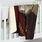 Shih Tzu Renaissance Royal sherpa blanket by Tritan, on bed