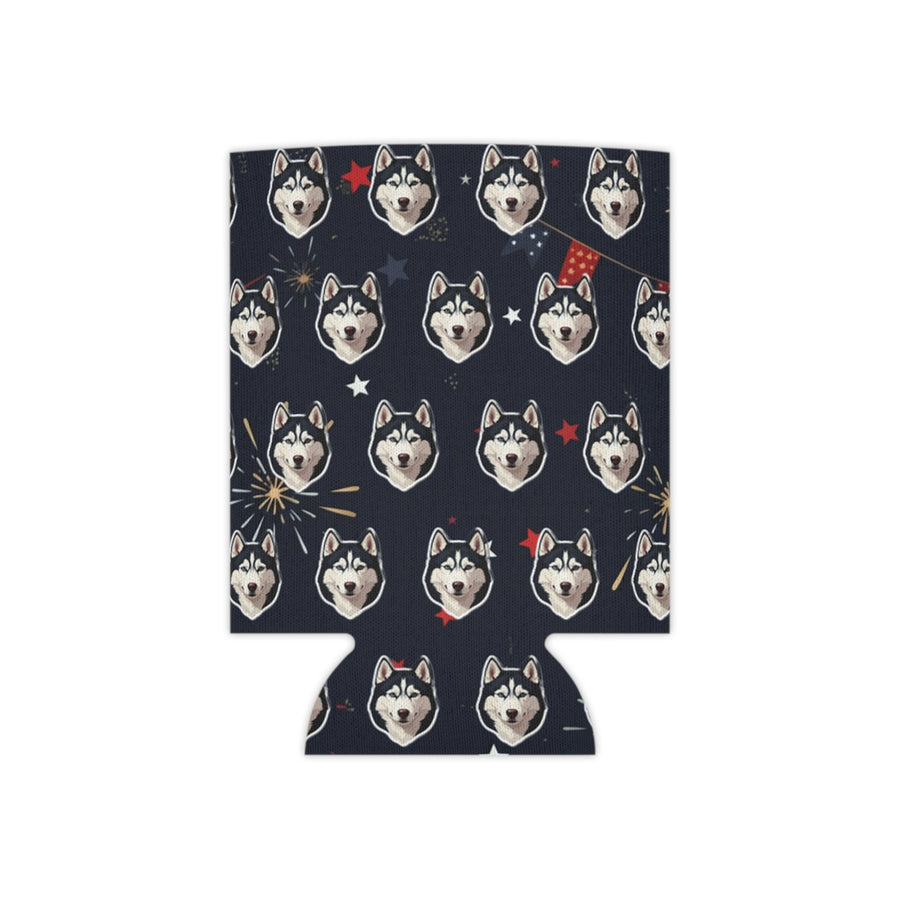 Siberian Husky America 250 Can Cooler, Patriotic Dog Art Drink Insulator, America 250 Gift, USA Pride Accessory