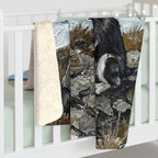 Siberian Husky Acrylic sherpa blanket by Tritan, on bed