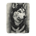 Siberian Husky Charcoal Portrait Throw Blanket | Premium Dog Prints | Tritan