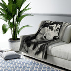 Siberian Husky Charcoal Portrait Throw Blanket | Premium Dog Prints | Tritan