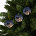 Siberian Husky Christmas Storybook ceramic ornament by Tritan, set