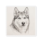 Siberian Husky Graphite die-cut magnet by Tritan, front