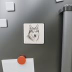 Siberian Husky Graphite die-cut magnet by Tritan, on the fridge
