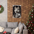Siberian Husky Medieval Knight matte poster print by Tritan, framed on wall