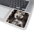 Siberian Husky Medieval Knight vinyl sticker by Tritan, on a laptop