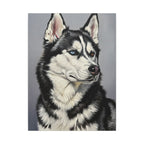 Siberian Husky Oil Portrait Canvas Wall Art - Regal Husky Dog Lover Gift - Pet Art Print Home Decor
