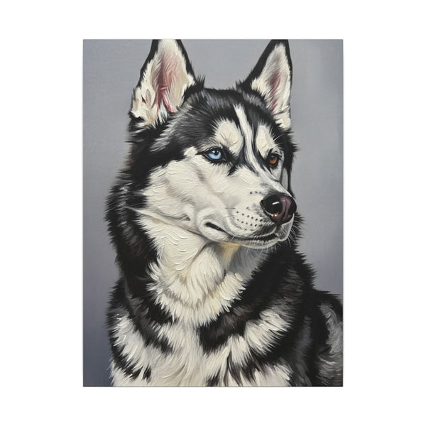 Siberian Husky Oil Portrait Canvas Wall Art - Regal Husky Dog Lover Gift - Pet Art Print Home Decor — Lifestyle View