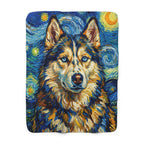 Siberian Husky Post-Impressionist sherpa blanket by Tritan, front