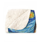 Siberian Husky Post-Impressionist sherpa blanket by Tritan, folded