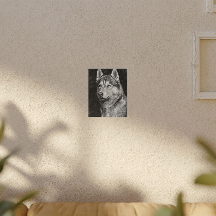 Siberian Husky Wall Art, Charcoal Dog Portrait Canvas Print, Pet Lover Gift, Husky Mom Dad Decor, Dog Art Print, Ready to Hang