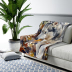 Siberian Husky Watercolor sherpa blanket by Tritan, on sofa