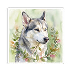 Siberian Husky Watercolor vinyl sticker by Tritan, front