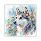 Siberian Husky Watercolor vinyl sticker by Tritan, front