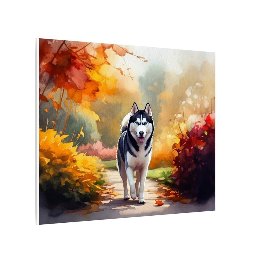 Siberian Husky Watercolor canvas print by Tritan, side