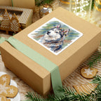Siberian Husky Watercolor vinyl sticker by Tritan, on a skateboard