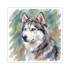 Siberian Husky Watercolor vinyl sticker by Tritan, front